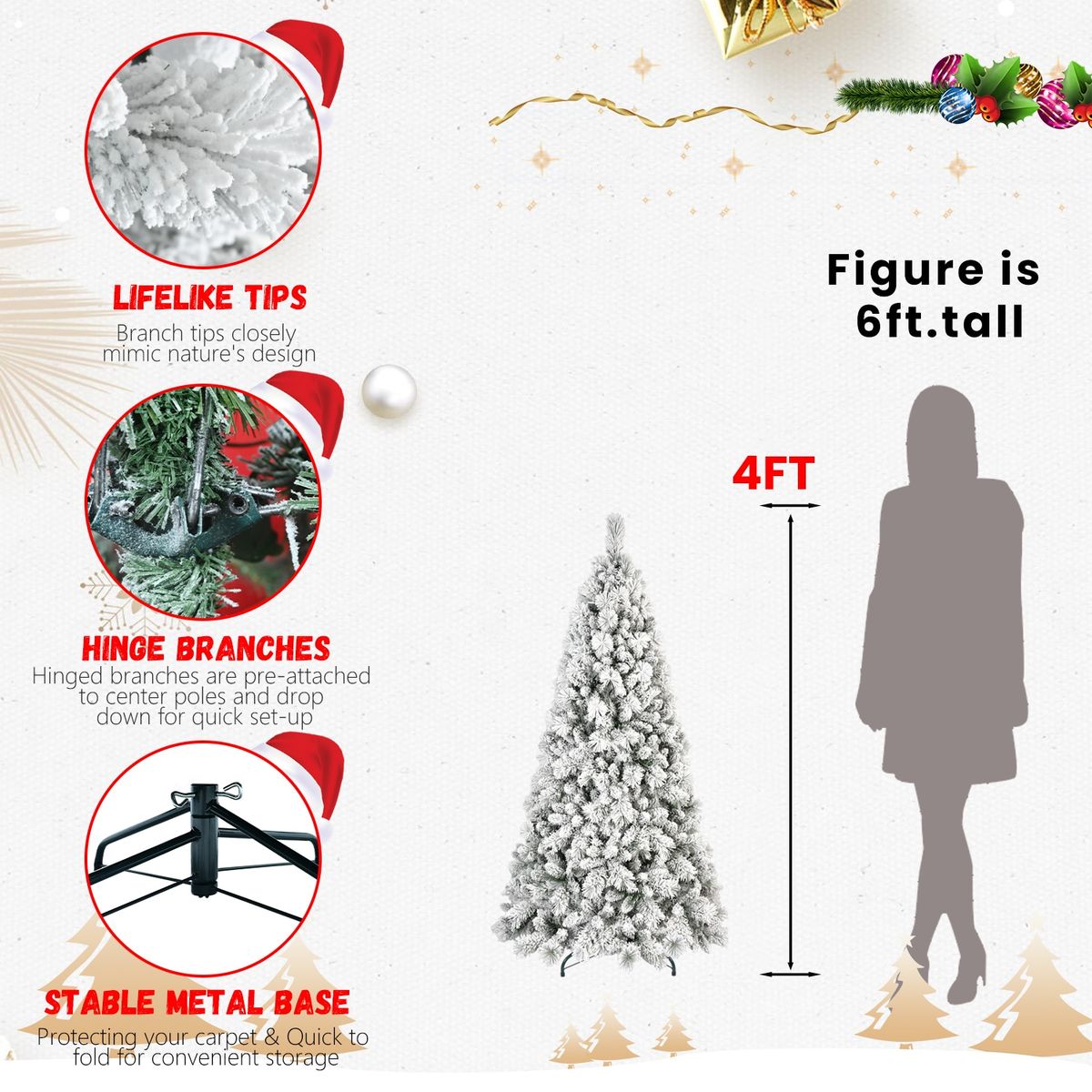 4ft PVC/Hard Needle Mixed Flocked Tree_maomaolike.com