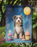 Bearded Collie Happy Birthday Garden Flag Mailbox Flag Decorative Yard Flag Banner Outside Patio Artwork Yard Flower Beds, Garden Size, Multicolor_maomaolike.com
