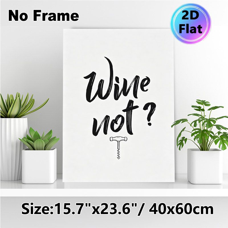 Wine Themed Painting Poster, Minimalist Black & White Hand-lettered Poster, Humorous Wordplay With Corkscrew Illustration, Ideal For Kitchen And_maomaolike.com