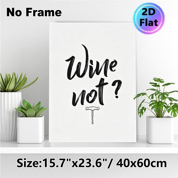 Wine Themed Painting Poster, Minimalist Black & White Hand-lettered Poster, Humorous Wordplay With Corkscrew Illustration, Ideal For Kitchen And_maomaolike.com