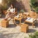 Acacia Wood Outdoor Coffee Table With Stools Set Of 3 Pieces Patio Table And Stools Set For Balcony, Patio, Porch, Garden And Other Limited Space_maomaolike.com