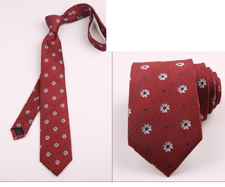 Men's polyester striped flower fashion business formal tie groom wedding formal tie men 7cm wholesale_maomaolike.com