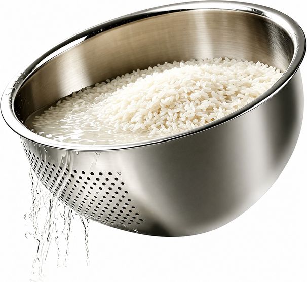 Rice-washing And Draining Bowl, Stainless Steel Side-drain Basket_maomaolike.com