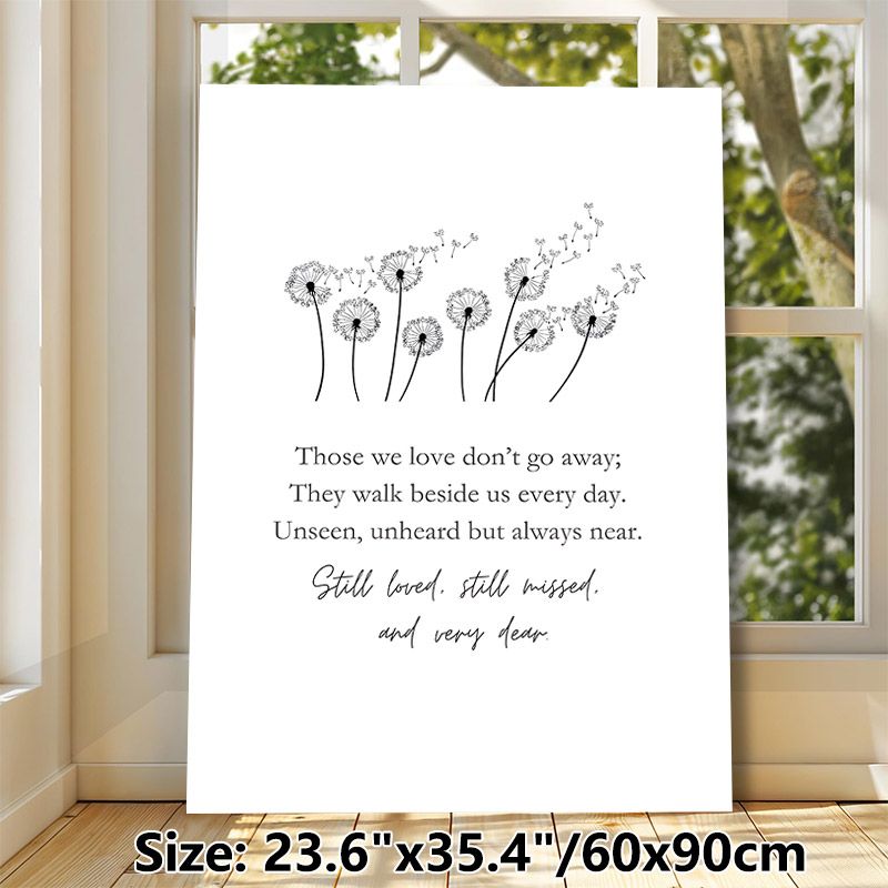 Dandelion Memorial Quote Painting Poster, Minimalist Monochrome Line Art Poster, Heartfelt Comforting Message, Suitable For Living Room, Bedroom And_maomaolike.com