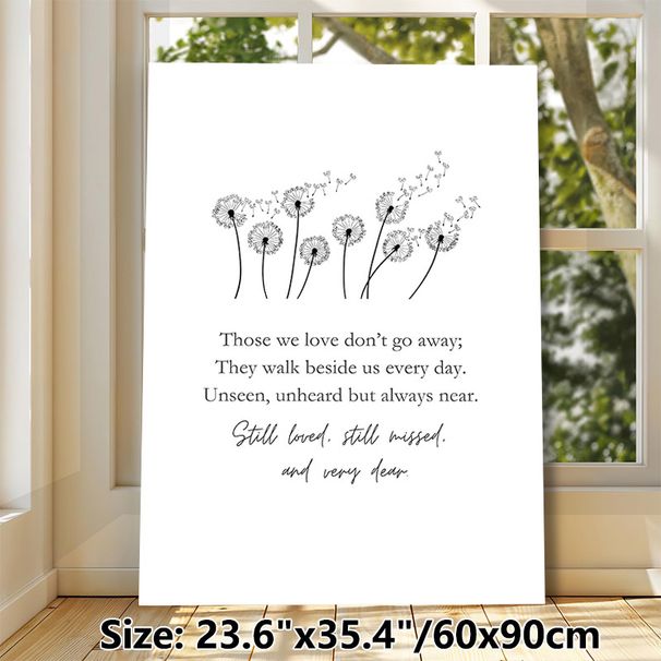 Dandelion Memorial Quote Painting Poster, Minimalist Monochrome Line Art Poster, Heartfelt Comforting Message, Suitable For Living Room, Bedroom And_maomaolike.com