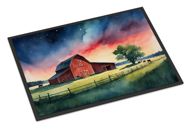Barn At Twilight Doormat Front Door Mat Indoor Outdoor Rugs For Entryway, Non Slip Washable Low Pile, 24H X 36W_maomaolike.com