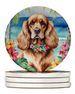 Cocker Spaniel Luau Large Sandstone Coasters Pack Of 4 Absorbent Round Coasters Decor Gifts For Men Or Women, 4 In, Multicolor_maomaolike.com