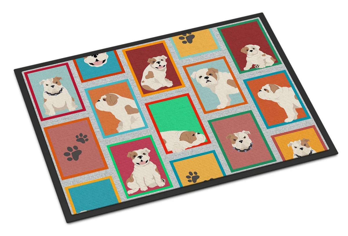 Lots Of Piebald English Bulldog Doormat Front Door Mat Indoor Outdoor Rugs For Entryway, Non Slip Washable Low Pile, 24H X 36W_maomaolike.com