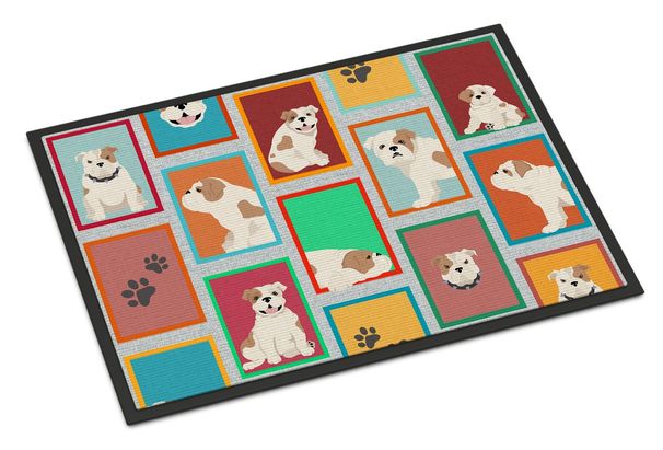 Lots Of Piebald English Bulldog Doormat Front Door Mat Indoor Outdoor Rugs For Entryway, Non Slip Washable Low Pile, 24H X 36W_maomaolike.com
