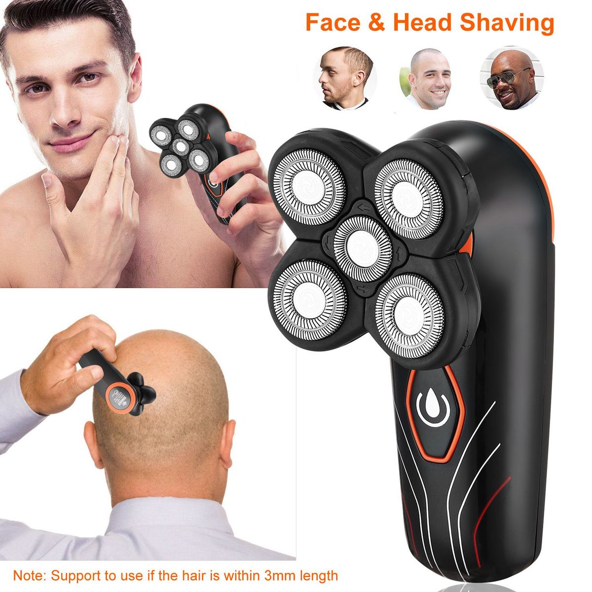 4D Electric Shavers Razor IPX7 Waterproof Wet & Dry 5 Floating Head Rotary Shavers Rechargeable Beard Trimmer Shaving Razor For Men_maomaolike.com