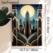 Art Deco City Skyline Painting Poster, Sophisticated Retro Art Deco Style Poster, Luminous Urban Skyscape With Geometric Borders, Elegant Wall Decor_maomaolike.com