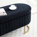 Storage Bench Bedroom Bench, Velvet Oval Upholstered End Of Bed Bench With Golden Metal Legs,50"Modern Storage Ottoman Bench For Bedroom, Living Room,Entryway,Window, Black_maomaolike.com