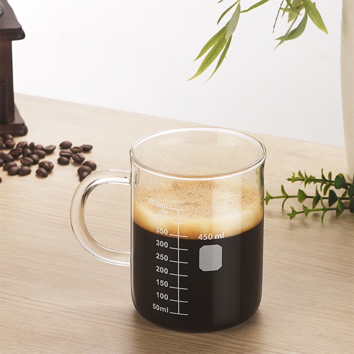 1 PCS Transparent Tape With High Borosilicate Glass Cup, Coffee Cup, Coffee Sharing Cup With Scale Identification_maomaolike.com