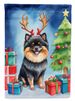 Pomeranian Christmas Reindeer House Flag Large Porch Sleeve Pole Decorative Outside Yard Banner Artwork Wall Hanging, Polyester, House Size, Multicolor_maomaolike.com