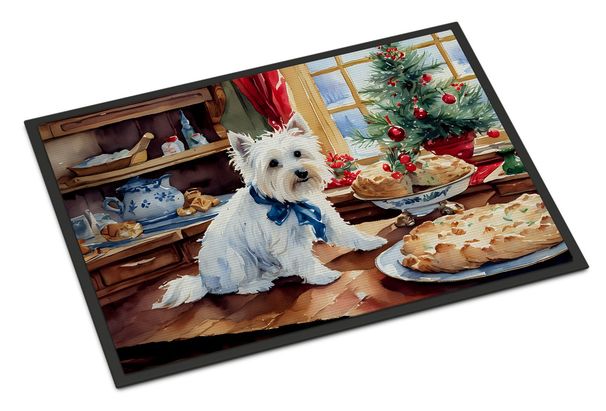 Westie Christmas Cookies Doormat Front Door Mat Indoor Outdoor Rugs For Entryway, Non Slip Washable Low Pile, 24H X 36W_maomaolike.com