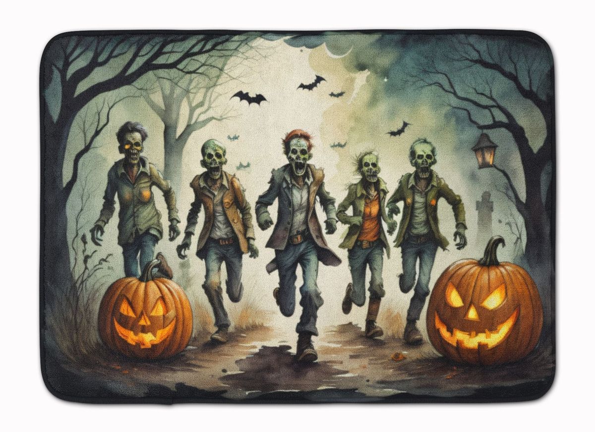 Zombies Spooky Halloween Memory Foam Kitchen Mat Machine Washable Anti-Fatigue Mat Cushion Comfort Bath Mat Or Kitchen Rug_maomaolike.com