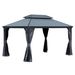 10 X14 Hardtop Gazebo With Resin Roof, Outdoor Metal Gazebo With Drainage Gutters, Permanent Heavy Duty Pavilion For Patio, Backyard And Deck, Curtains And Mosquito Netting Included_maomaolike.com