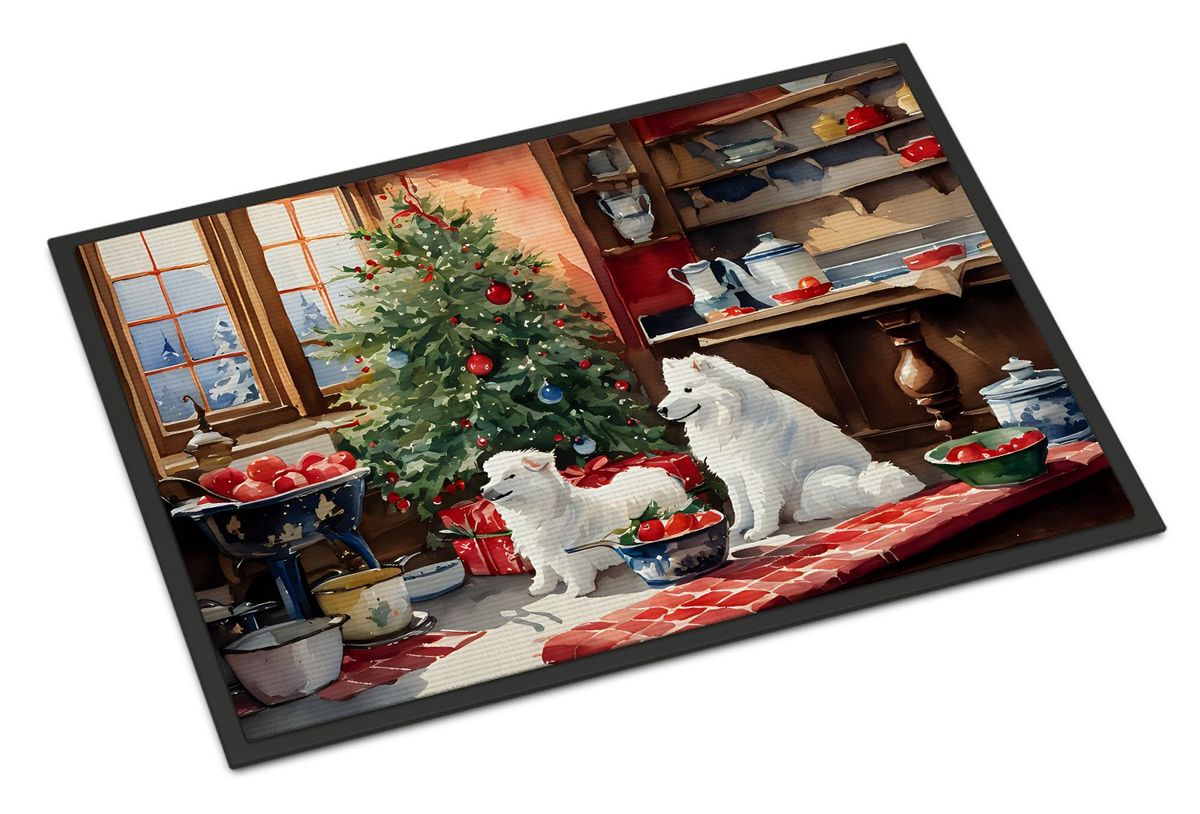 Samoyed Christmas Cookies Doormat Front Door Mat Indoor Outdoor Rugs For Entryway, Non Slip Washable Low Pile, 24H X 36W_maomaolike.com