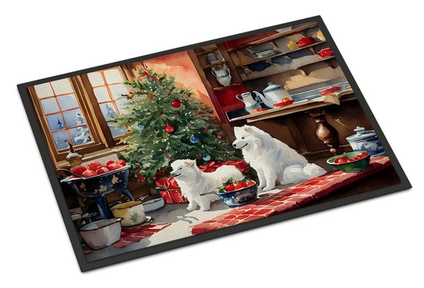 Samoyed Christmas Cookies Doormat Front Door Mat Indoor Outdoor Rugs For Entryway, Non Slip Washable Low Pile, 24H X 36W_maomaolike.com