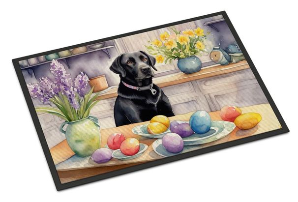 Decorating Easter Black Labrador Retriever Doormat Front Door Mat Indoor Outdoor Rugs For Entryway, Non Slip Washable Low Pile, 24H X 36W_maomaolike.com