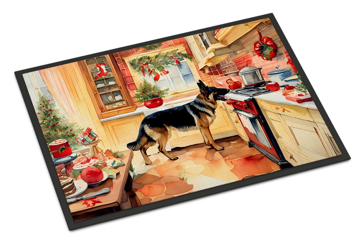 German Shepherd Christmas Cookies Doormat Front Door Mat Indoor Outdoor Rugs For Entryway, Non Slip Washable Low Pile, 24H X 36W_maomaolike.com