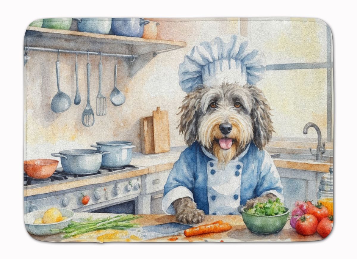 Bergamasco Sheepdog The Chef Memory Foam Kitchen Mat Machine Washable Anti-Fatigue Mat Cushion Comfort Bath Mat Or Kitchen Rug_maomaolike.com