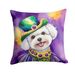 Bichon Frise King Of Mardi Gras Throw Pillow Machine Washable, Indoor Outdoor Decorative Pillow For Couch, Bed Or Patio, 18Hx18W_maomaolike.com