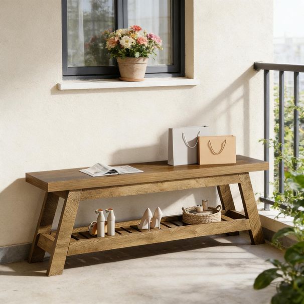 Entryway Bench, 2-Tier Foyer Seating Bench With Shoe Storage_maomaolike.com