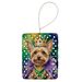 Silky Terrier King Of Mardi Gras Porcelain Ornament Christmas Tree Hanging Decorations For Home Christmas Holiday, Rectangle, Gift, Multicolor_maomaolike.com
