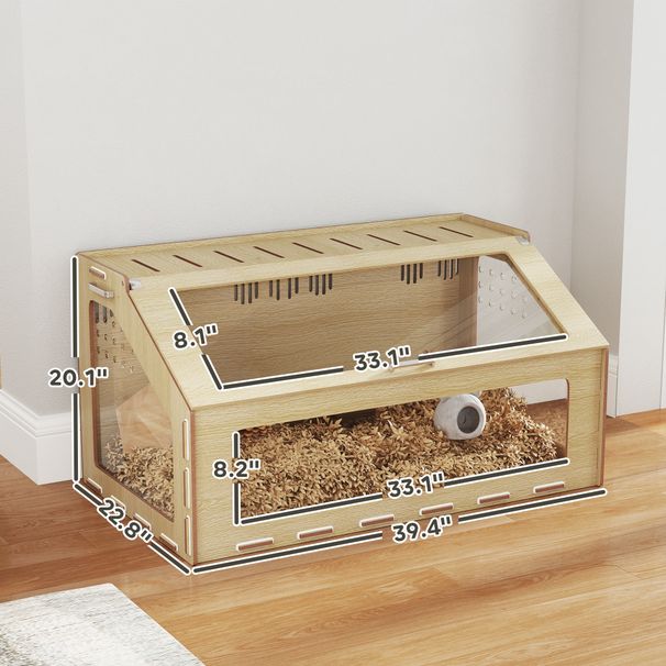 39 Inch Hamster Cage Habitat With Acrylic Window & Openable Top For Dwarf Hamster, Gerbil, Guinea Pig, Rat, Oak_maomaolike.com