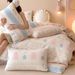 1 Winter Thickened Bionic Wool Velvet Four-Piece Set Snowman Bear Print Duvet Cover Coral Fleece Bed Sheet Warm Bedding_maomaolike.com
