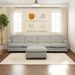 4-Seater Modern Beige Fabric Modular Cloud Sofa With Ottoman, Sectional Sofa, Chenille Cloud Couch Deep Seat For Living Room_maomaolike.com