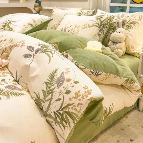 Manufacturer New Product All-Cotton Milk Velvet Twill Printed Bed Sheet Pillowcase Pure Cotton Four-Piece Set Duvet Cover Wholesal_maomaolike.com