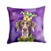 German Shorthaired Pointer King Of Mardi Gras Throw Pillow Machine Washable, Indoor Outdoor Decorative Pillow For Couch, Bed Or Patio, 18Hx18W_maomaolike.com