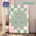 Irish Claddagh Themed Painting Poster, Pastel Pink & Green Checkered Celtic Style Poster, With Cultural Slogan And Ornate Emblems, Ideal For Living_maomaolike.com
