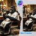 Gorilla At Barber Shop Painting Poster, Vintage-style Whimsical Gorilla In Barber Cape Holding Mirror Poster, Playful Decorative Accent For_maomaolike.com