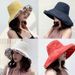 Hot Sale 2024 Women's Bucket hat Panamanian Women Four Seasons Big Brim Double-Sided Fisherman Hat Sun Visor Cap_maomaolike.com