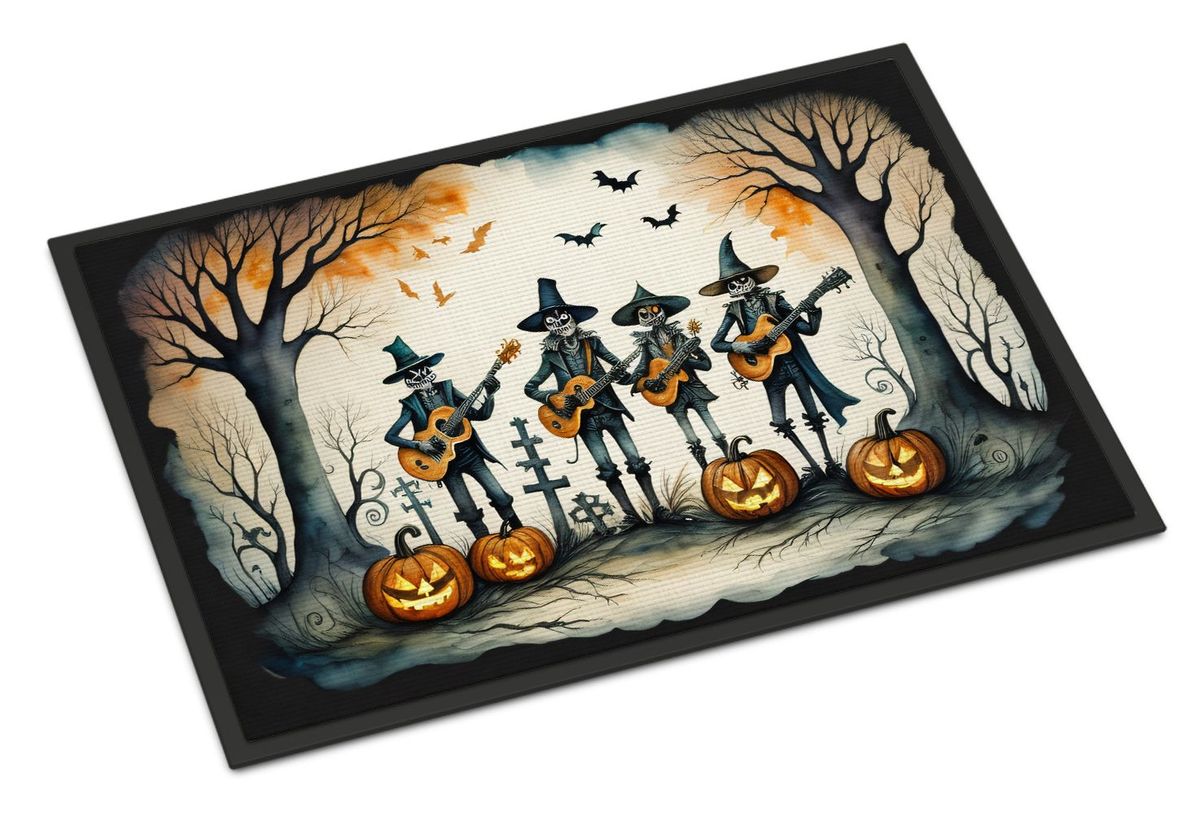 Mariachi Skeleton Band Spooky Halloween Doormat Front Door Mat Indoor Outdoor Rugs For Entryway, Non Slip Washable Low Pile, 24H X 36W_maomaolike.com