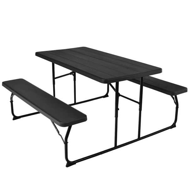 Indoor And Outdoor Folding Picnic Table Bench Set With Wood-like Texture_maomaolike.com