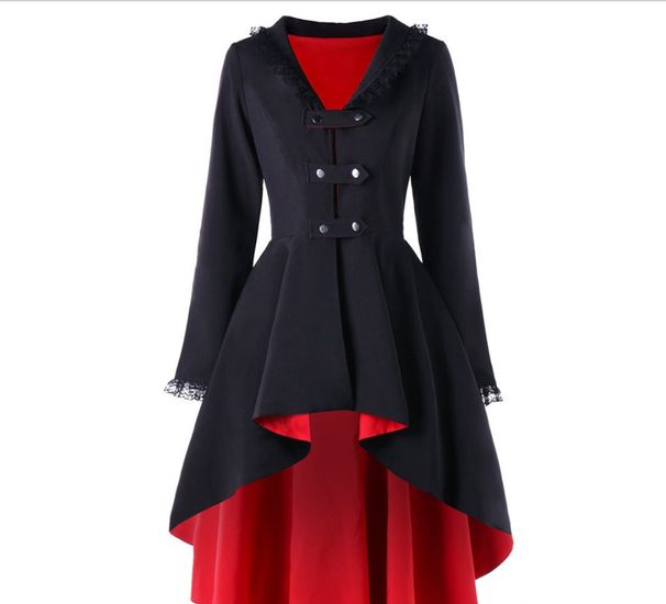 Women's Clothing Autumn new retro mid length windbreaker Gothic style jacket large size women's clothing_maomaolike.com