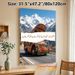Decorated Truck & Snowy Mountain Painting Poster, Vibrant Ethnic Folk Art Style Poster, Colorful Ornate Truck On Mountain Road With Snowy Peaks_maomaolike.com