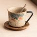 Coffee Cup With Gold Embroidered Ball Flower Latte Latte, Home Use_maomaolike.com