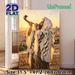 Shofar Themed Painting Poster, Warm-toned Realistic Oil-style Poster, Serene Spiritual Scene With Shofar Blower Against Golden Sunset Ancient City_maomaolike.com
