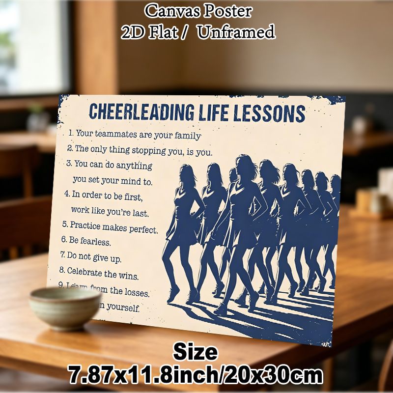 Cheerleading Life Lessons Painting Poster, Vintage-style Cheerleader Silhouette & Inspirational Rules Poster, Motivational Cheer-themed Decor Ideal_maomaolike.com