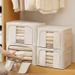 Foldable Cotton Linen Storage Box With Steel Support, Stackable Closet Organizer Container With Transparent Window For Clothes, Bedding, Quilts_maomaolike.com