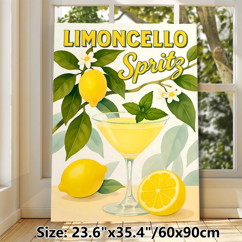 Limoncello Spritz Painting Poster, Bright Citrus & Cocktail Illustration Poster, Refreshing Decor Ideal For Kitchen And Dining Space_maomaolike.com