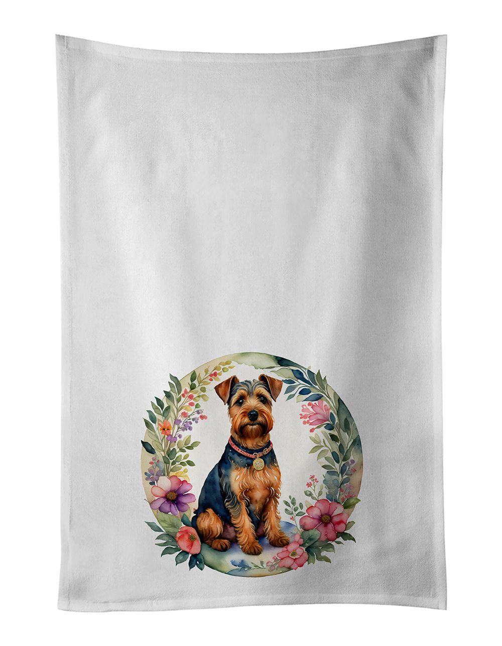 Welsh Terrier And Flowers Kitchen Towel Set Of 2 White Dish Towels Decorative Bathroom Hand Towel For Hand, Face, Hair, Yoga, Tea, Dishcloth, 19 X 28", White_maomaolike.com