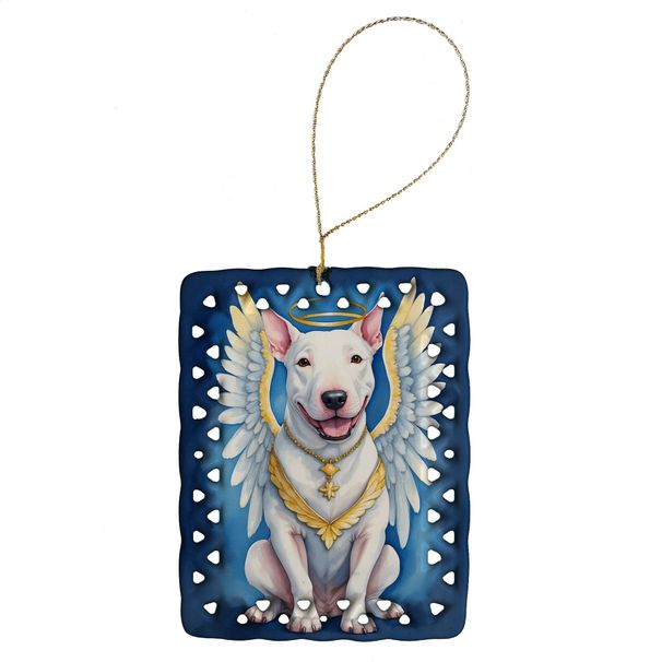 Bull Terrier My Angel Porcelain Ornament Christmas Tree Hanging Decorations For Home Christmas Holiday, Rectangle, Gift, Multicolor_maomaolike.com