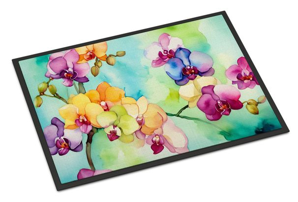 Orchids In Watercolor Doormat Front Door Mat Indoor Outdoor Rugs For Entryway, Non Slip Washable Low Pile, 24H X 36W_maomaolike.com