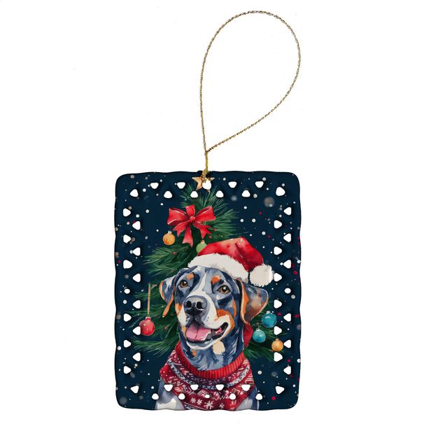 Catahoula Christmas Porcelain Ornament Christmas Tree Hanging Decorations For Home Christmas Holiday, Rectangle, Gift, Multicolor_maomaolike.com